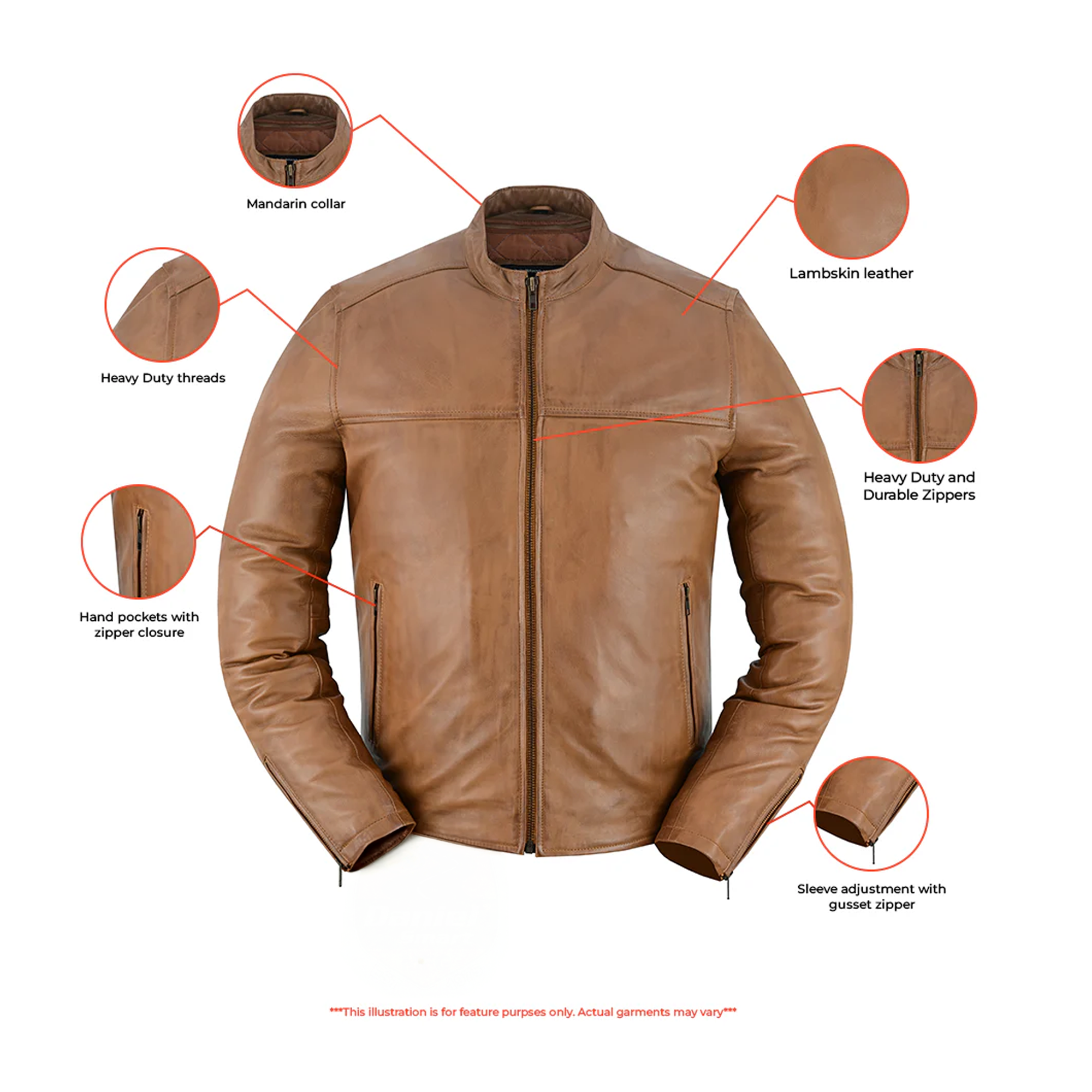 Tavrix Men's Brown Fashion Leather Jacket