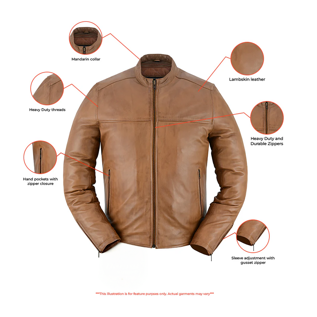 Tavrix Men's Brown Fashion Leather Jacket