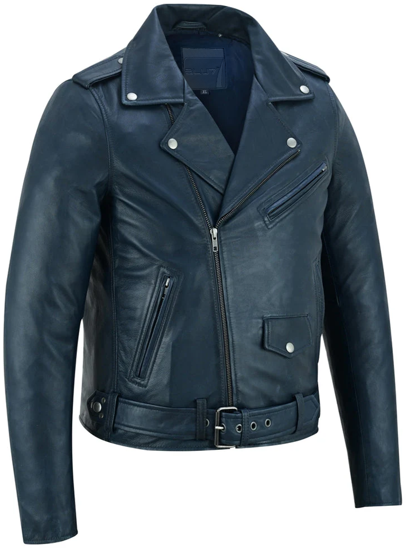 Beltide Women’s Navy Blue Leather Jacket