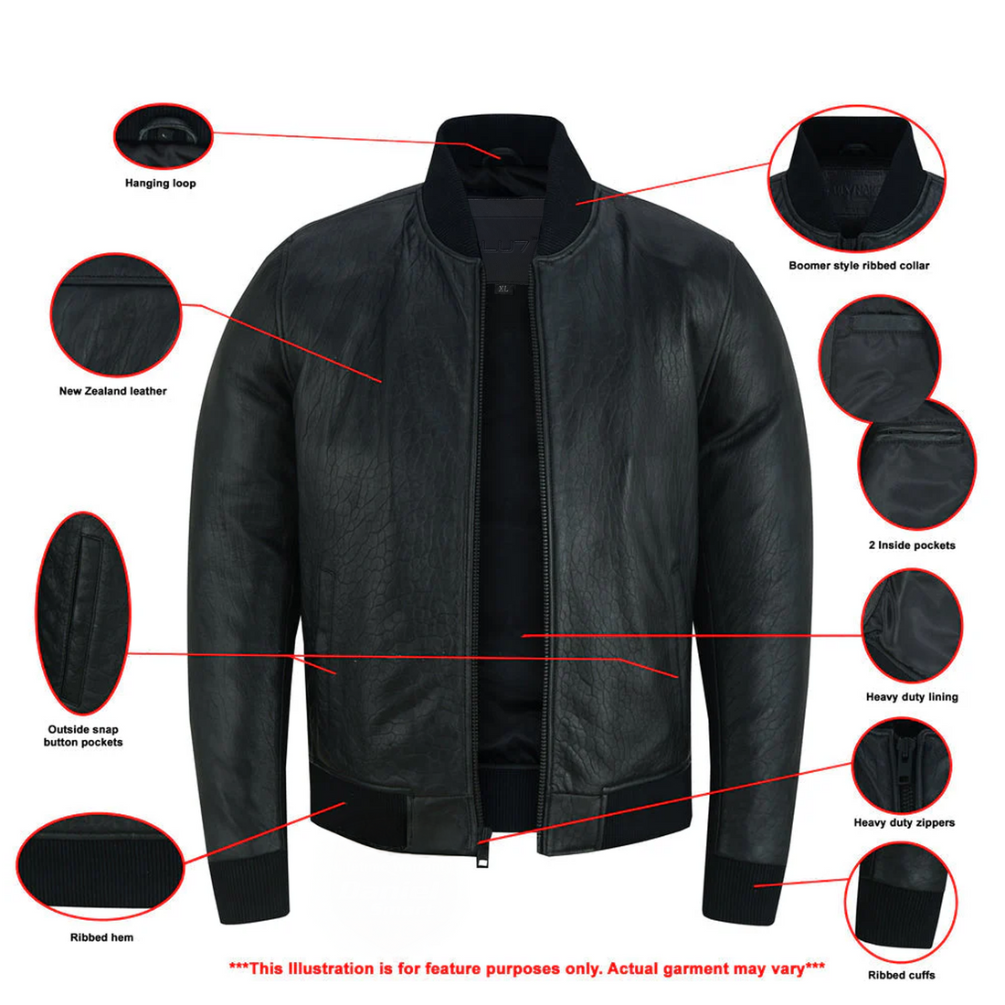 Aerie Men's Leather Bomber Jacket