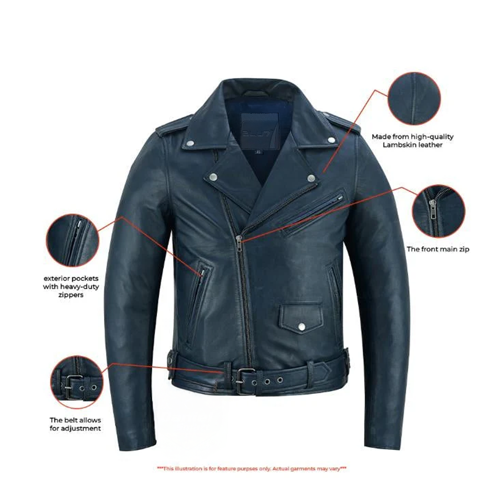 Beltide Women’s Navy Blue Leather Jacket