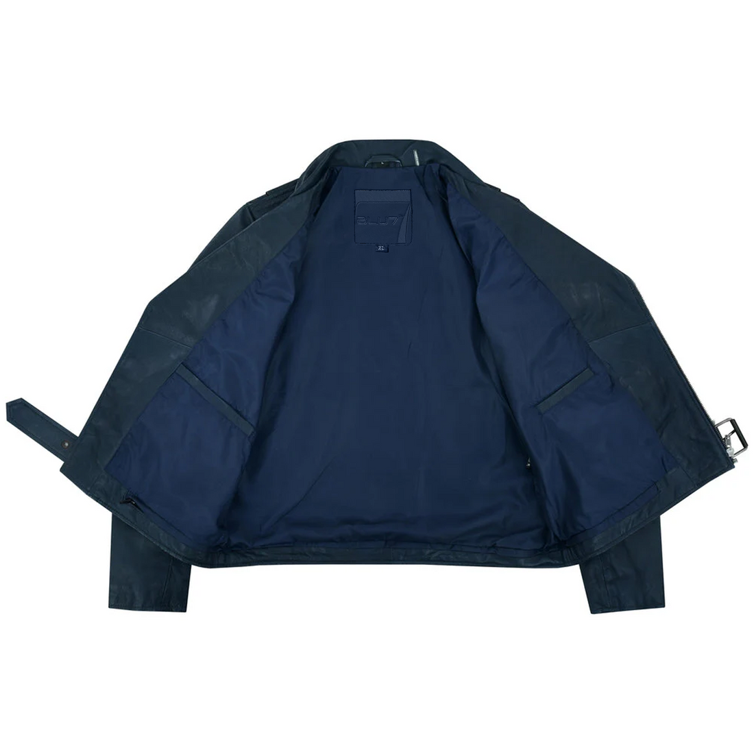 Beltide Women’s Navy Blue Leather Jacket