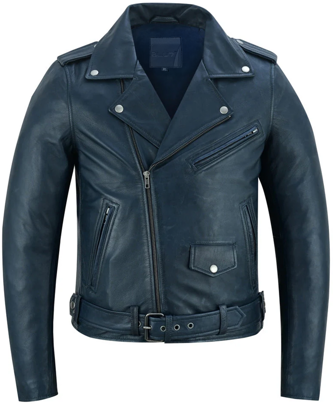 Beltide Women’s Navy Blue Leather Jacket