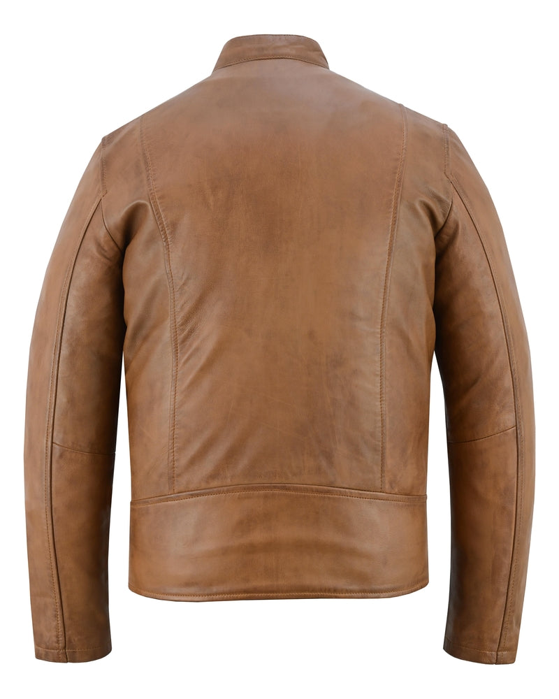 Rustic Stunner Men's Brown Fashion Leather Jacket-Mens Leather Motorcycle Jackets-Daniel Smart Mfg - Retail