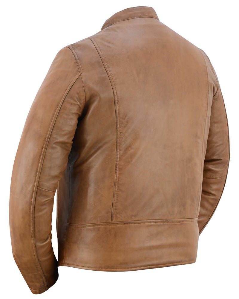 Rustic Stunner Men's Brown Fashion Leather Jacket-Mens Leather Motorcycle Jackets-Daniel Smart Mfg - Retail