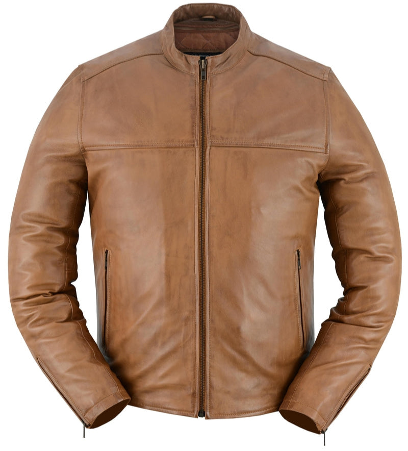 Rustic Stunner Men's Brown Fashion Leather Jacket-Mens Leather Motorcycle Jackets-Daniel Smart Mfg - Retail
